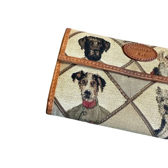Goblelins Art Vintage Dog Wallet Diamond Leather Checkbook Size Large Many Slots - Picture 3 of 9